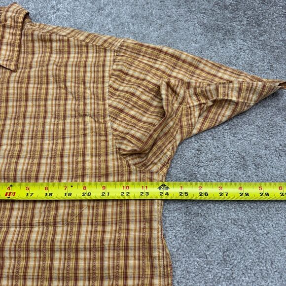 Royal Robbins Seersucker Organic Cotton Button Down Shirt Men Large Yellow Plaid - Picture 13 of 14